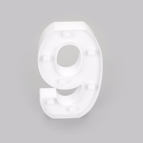 Illumify White LED Marquee Number 9 Sign - 8 3/4" - 1 count box