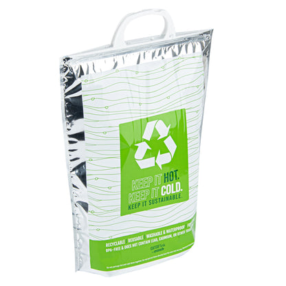Cater Tek Green and Silver Plastic Thermal Bag - Insulated - 11 3/4" x 6" x 15" - 1 count box