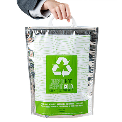 Cater Tek Green and Silver Plastic Thermal Bag - Insulated - 11 3/4" x 6" x 15" - 10 count box
