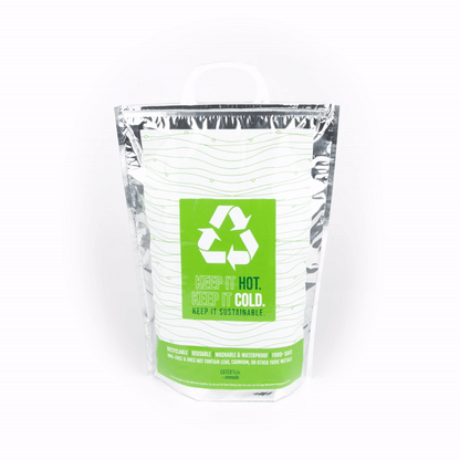 Cater Tek Green and Silver Plastic Thermal Bag - Insulated - 11 3/4" x 6" x 15" - 10 count box