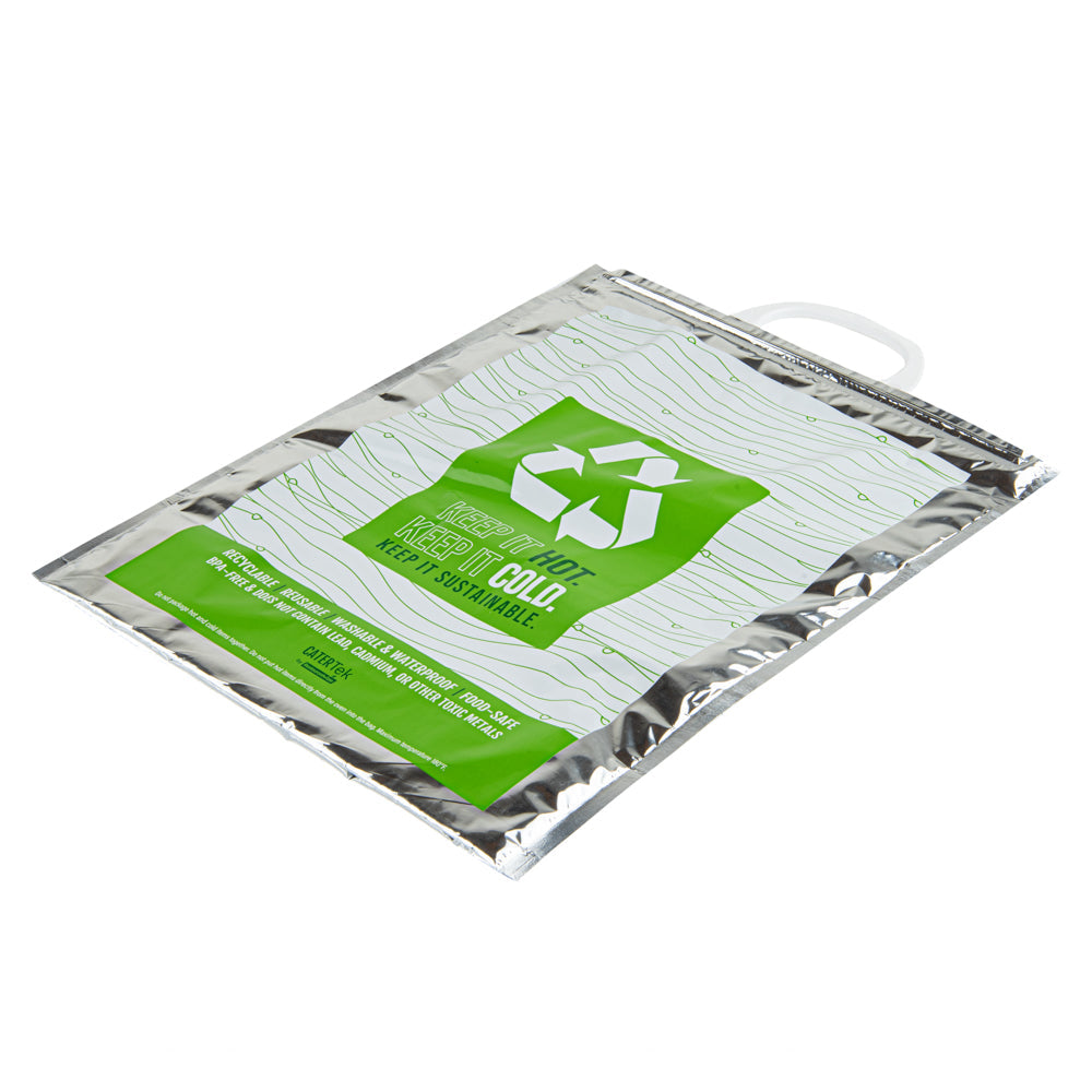 Cater Tek Green and Silver Plastic Thermal Bag - Insulated - 11 3/4" x 6" x 15" - 10 count box