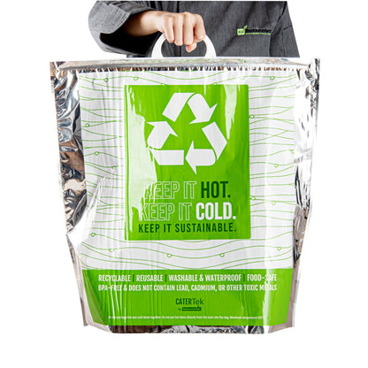Cater Tek Green and Silver Plastic Thermal Bag - Insulated - 20" x 7" x 20" - 10 count box