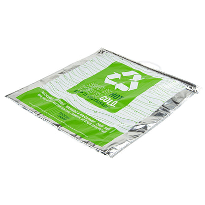Cater Tek Green and Silver Plastic Thermal Bag - Insulated - 20" x 7" x 20" - 10 count box