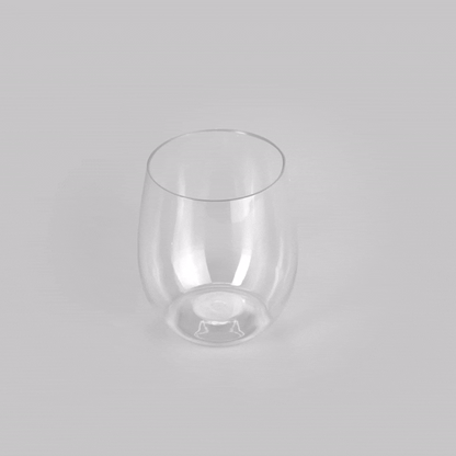 Bev Tek 12 oz Clear Plastic Stemless Wine Glass - 3 1/4" x 3 1/4" x 3 1/2" - 10 count box