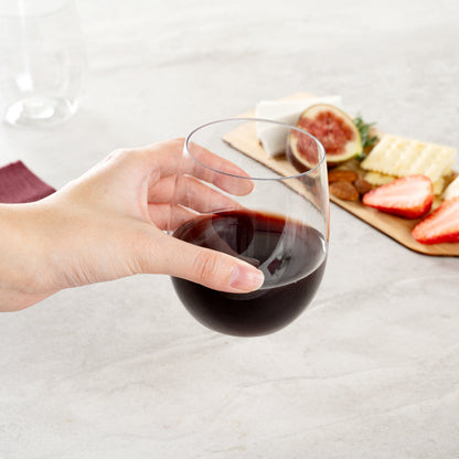 Bev Tek 12 oz Clear Plastic Stemless Wine Glass - 3 1/4" x 3 1/4" x 3 1/2" - 10 count box