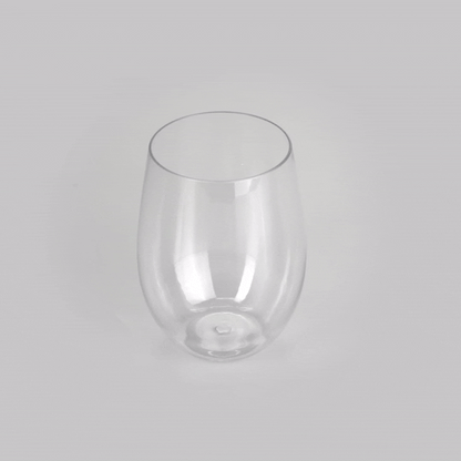 Bev Tek 16 oz Clear Plastic Stemless Wine Glass - 3 1/4" x 3 1/4" x 4 1/2" - 10 count box