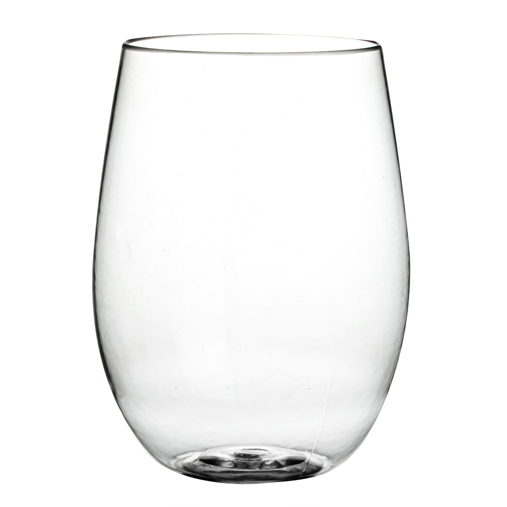Bev Tek 16 oz Clear Plastic Stemless Wine Glass - 3 1/4" x 3 1/4" x 4 1/2" - 10 count box