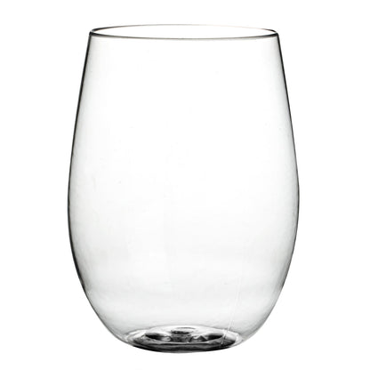 Bev Tek 16 oz Clear Plastic Stemless Wine Glass - 3 1/4" x 3 1/4" x 4 1/2" - 10 count box