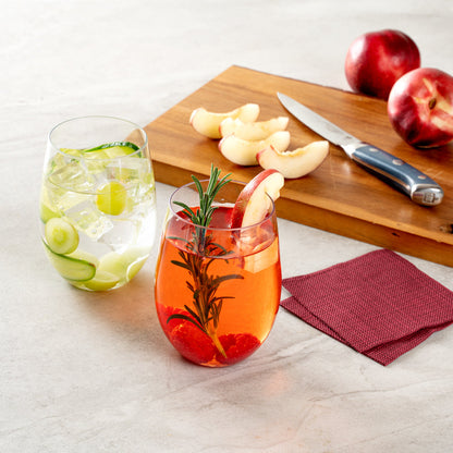 Bev Tek 16 oz Clear Plastic Stemless Wine Glass - 3 1/4" x 3 1/4" x 4 1/2" - 10 count box