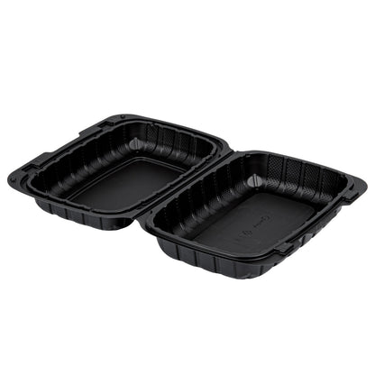 Thermo Tek 30 oz Black Mineral-Filled Plastic Clamshell Container - 9" x 6" x 3" - 100 count box