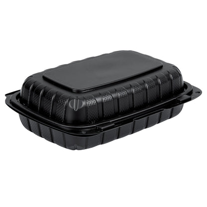 Thermo Tek 30 oz Black Mineral-Filled Plastic Clamshell Container - 9" x 6" x 3" - 100 count box
