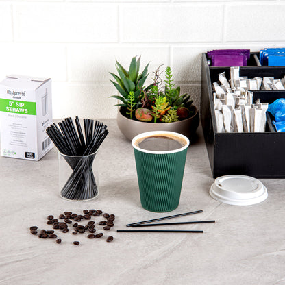 Restpresso Black Plastic Coffee Stirrer / Sip Straw - 5" - 500 count box