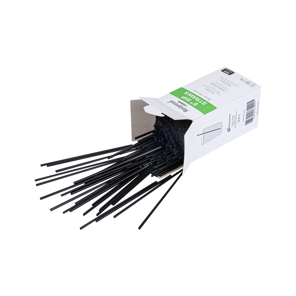 Restpresso Black Plastic Coffee Stirrer / Sip Straw - 5" - 5000 count box