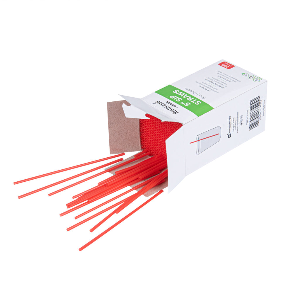 Restpresso Red Plastic Coffee Stirrer / Sip Straw - 5" - 500 count box
