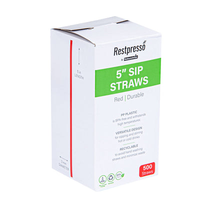 Restpresso Red Plastic Coffee Stirrer / Sip Straw - 5" - 500 count box