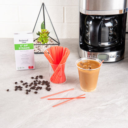 Restpresso Red Plastic Coffee Stirrer / Sip Straw - 5" - 500 count box