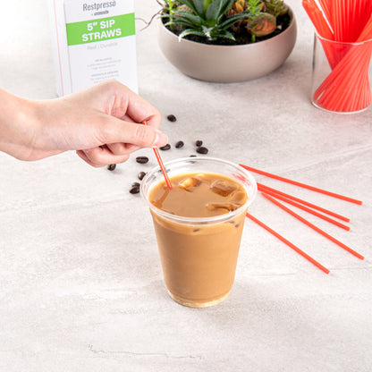 Restpresso Red Plastic Coffee Stirrer / Sip Straw - 5" - 500 count box