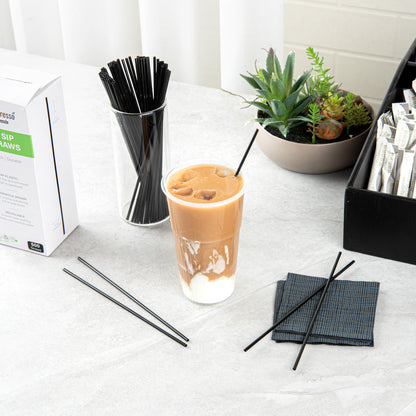 Restpresso Black Plastic Coffee Stirrer / Sip Straw - 7" - 500 count box