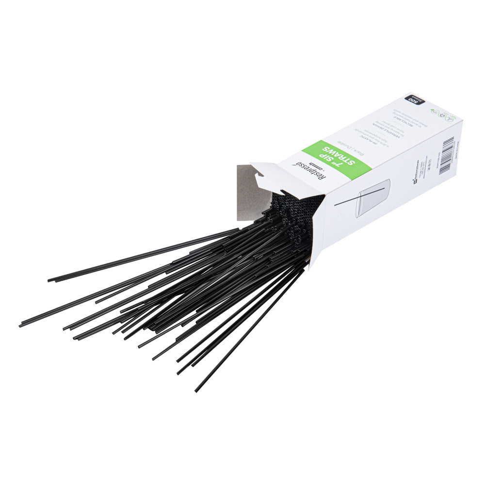 Restpresso Black Plastic Coffee Stirrer / Sip Straw - 7" - 5000 count box