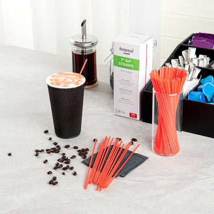 Restpresso Red Plastic Coffee Stirrer / Sip Straw - 7" - 500 count box