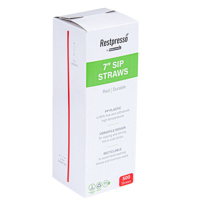 Restpresso Red Plastic Coffee Stirrer / Sip Straw - 7" - 500 count box