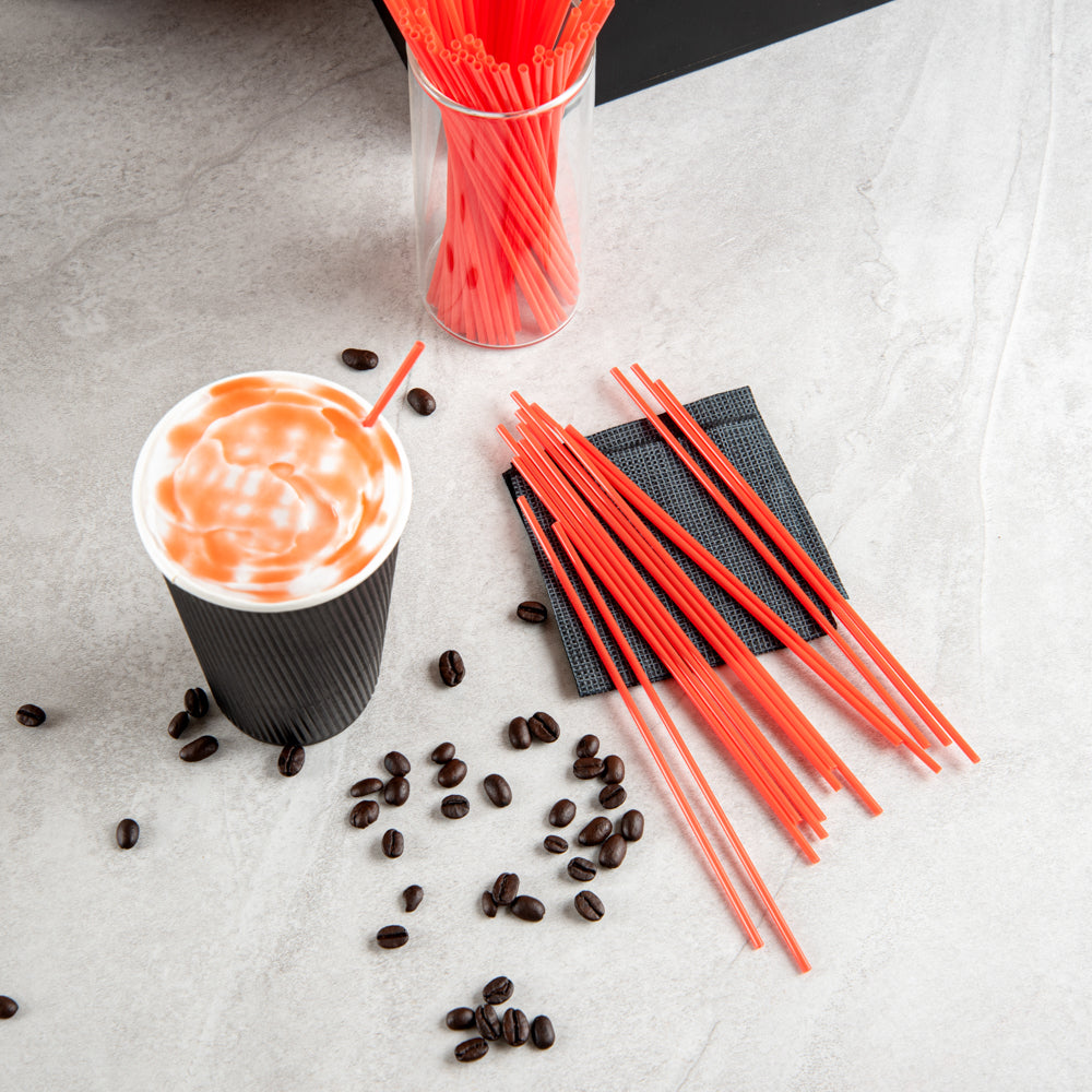 Restpresso Red Plastic Coffee Stirrer / Sip Straw - 7" - 500 count box