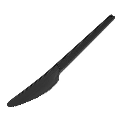 Basic Nature Black CPLA Plastic Knife - Compostable Wrapper, Heat-Resistant - 6 1/2" - 250 count box