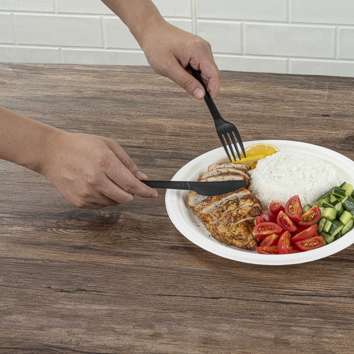 Basic Nature Black CPLA Plastic Knife - Compostable Wrapper, Heat-Resistant - 6 1/2" - 250 count box