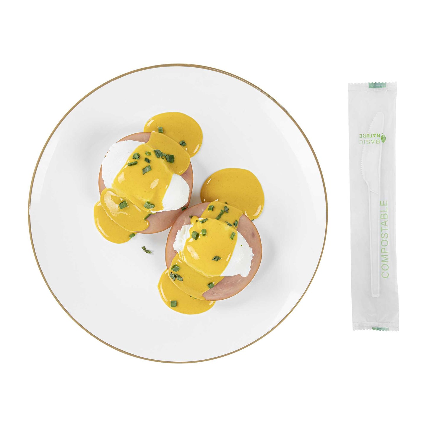Basic Nature White CPLA Plastic Knife - Compostable Wrapper, Heat-Resistant - 6 1/2" - 250 count box