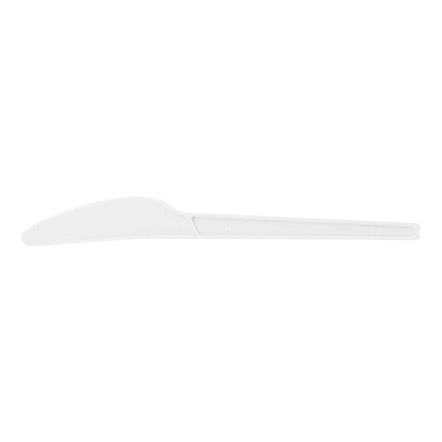 Basic Nature White CPLA Plastic Knife - Compostable Wrapper, Heat-Resistant - 6 1/2" - 250 count box