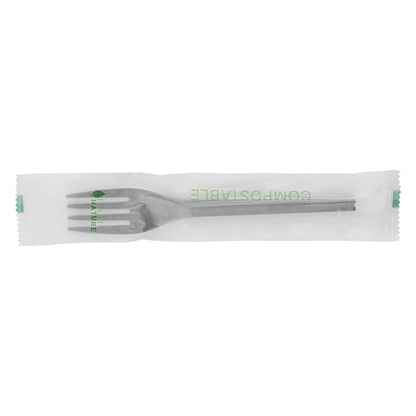 Basic Nature Black CPLA Plastic Fork - Compostable Wrapper, Heat-Resistant - 6 1/2" - 250 count box