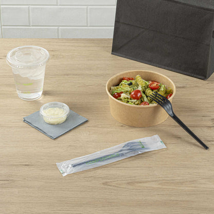 Basic Nature Black CPLA Plastic Fork - Compostable Wrapper, Heat-Resistant - 6 1/2" - 250 count box