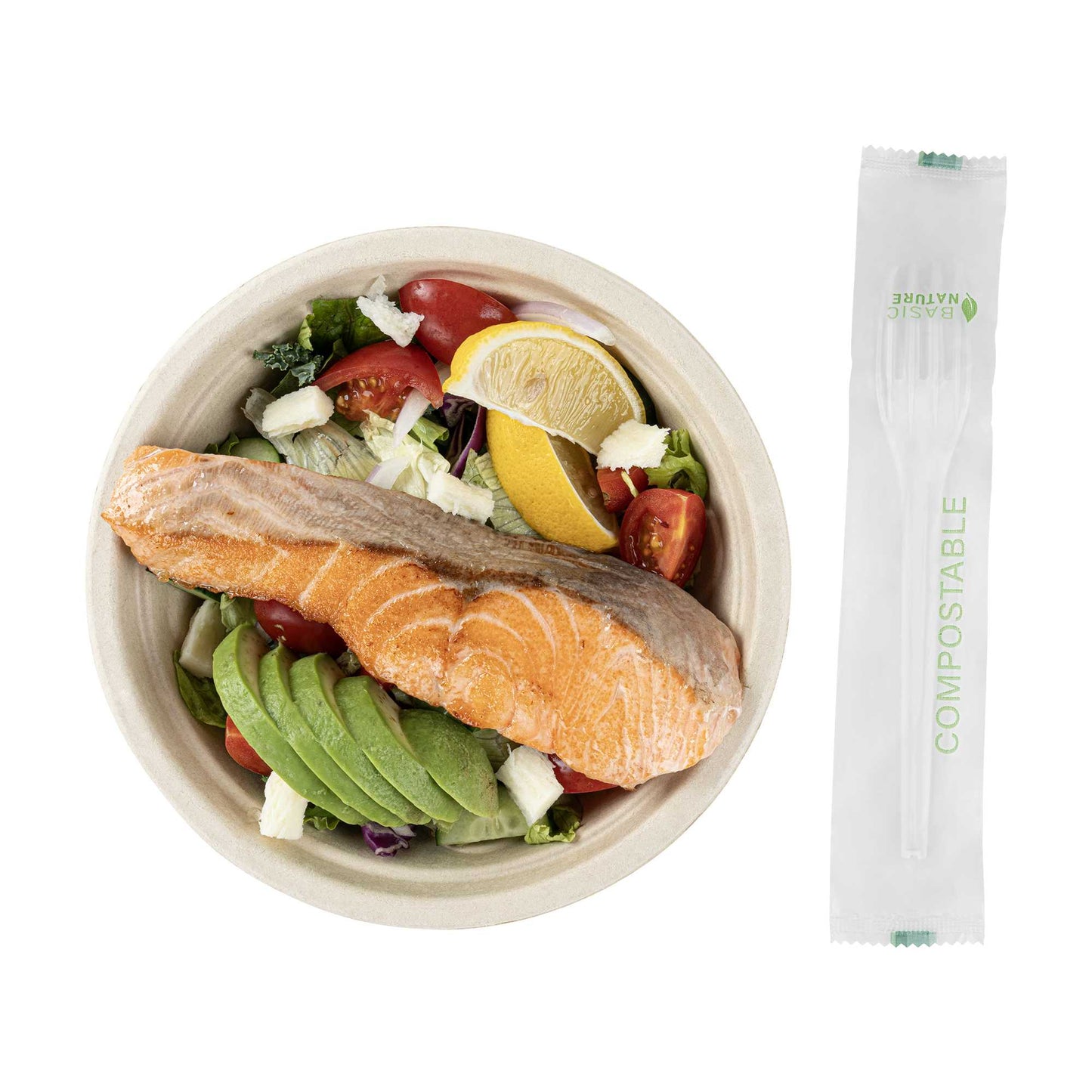 Basic Nature White CPLA Plastic Fork - Compostable Wrapper, Heat-Resistant - 6 1/2" - 250 count box