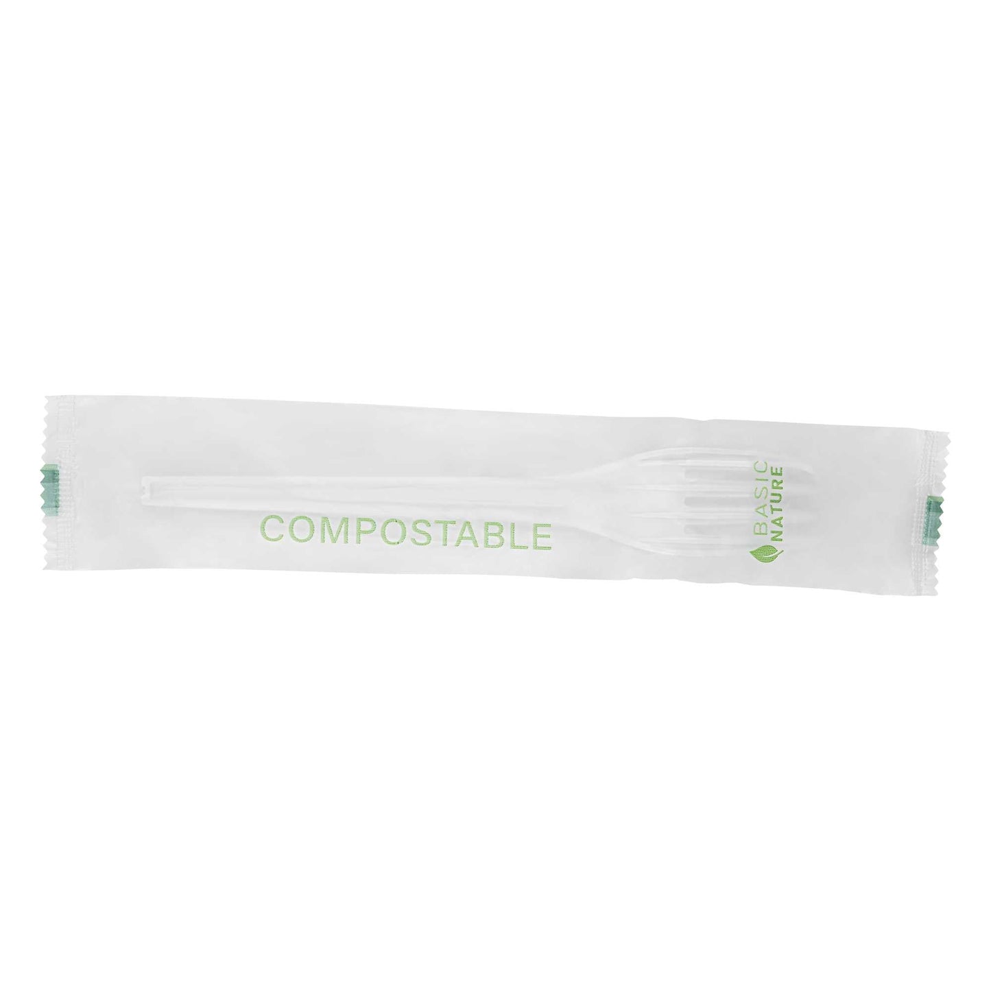 Basic Nature White CPLA Plastic Fork - Compostable Wrapper, Heat-Resistant - 6 1/2" - 250 count box