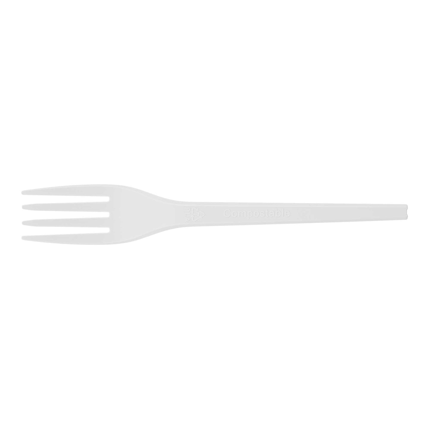 Basic Nature White CPLA Plastic Fork - Compostable Wrapper, Heat-Resistant - 6 1/2" - 250 count box