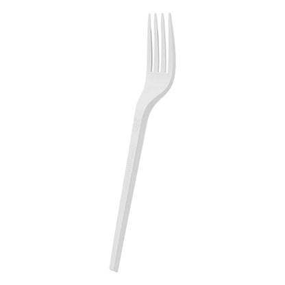 Basic Nature White CPLA Plastic Fork - Compostable Wrapper, Heat-Resistant - 6 1/2" - 250 count box