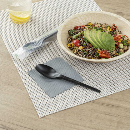 Basic Nature Black CPLA Plastic Spoon - Compostable Wrapper, Heat-Resistant - 6 1/2" - 250 count box