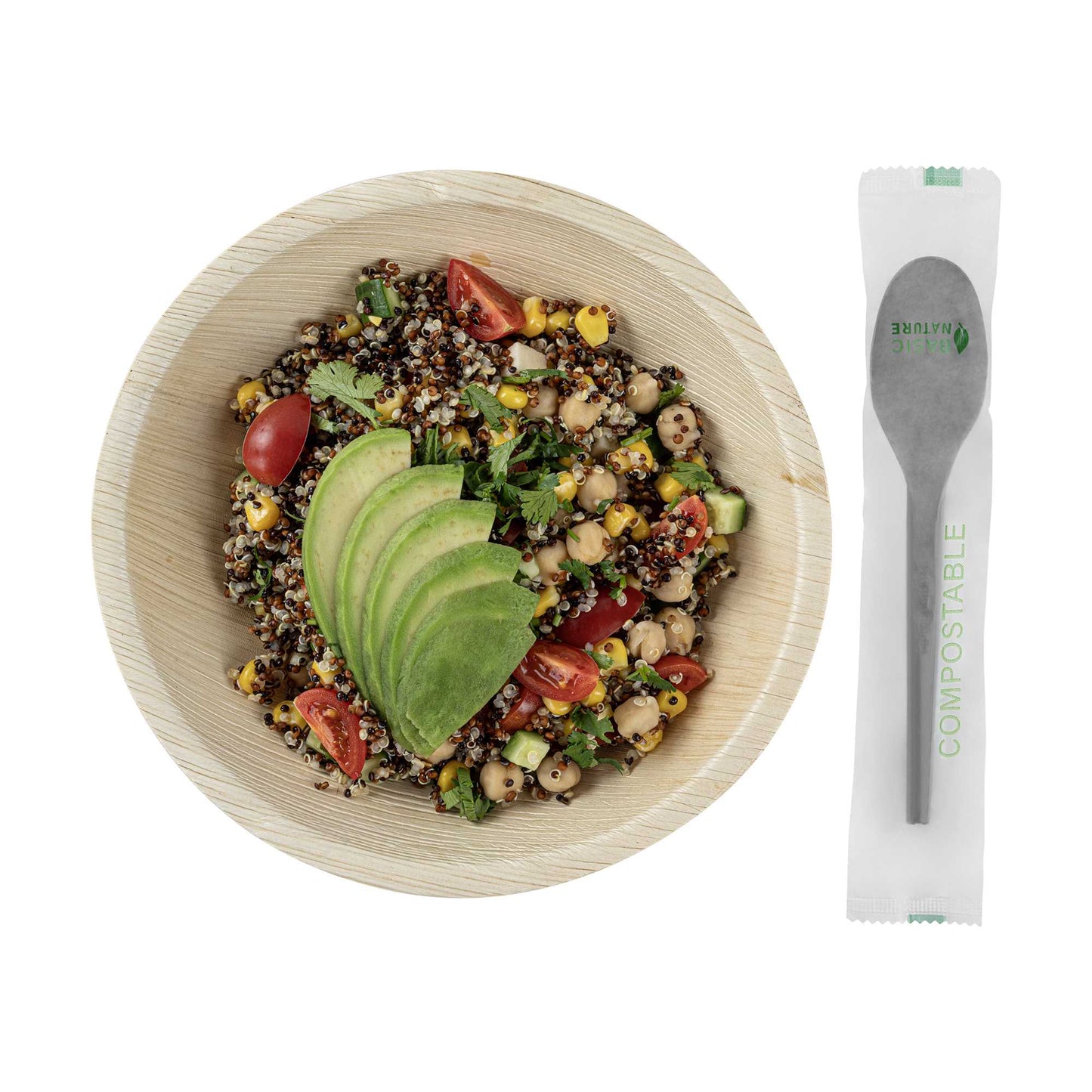 Basic Nature Black CPLA Plastic Spoon - Compostable Wrapper, Heat-Resistant - 6 1/2" - 250 count box