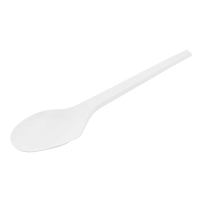 Basic Nature White CPLA Plastic Spoon - Compostable Wrapper, Heat-Resistant - 6 1/2" - 250 count box