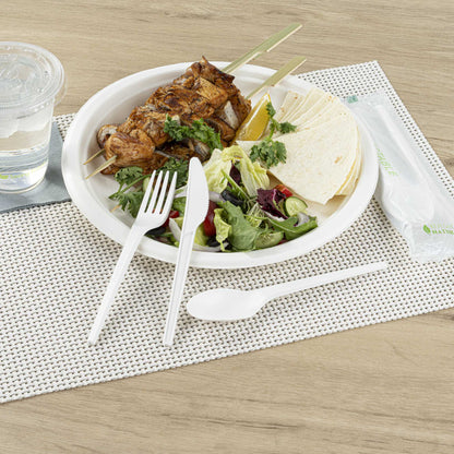 Basic Nature White CPLA Plastic Cutlery Set - Compostable Wrapper, Heat-Resistant - 6 1/2" - 100 count box