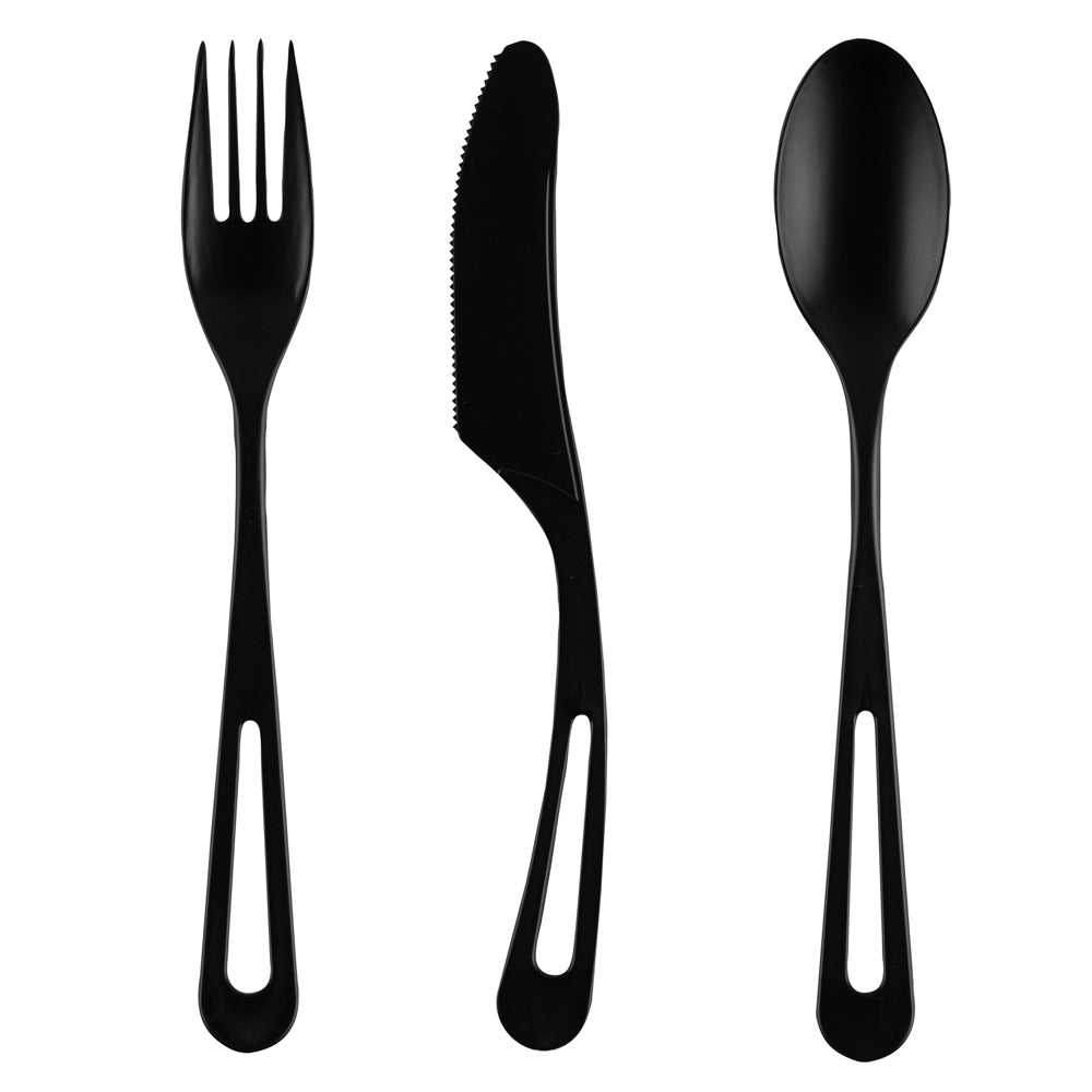Basic Nature Black CPLA Plastic Cutlery Set - Heat-Resistant, Compostable - 7 1/2" - 290 count box