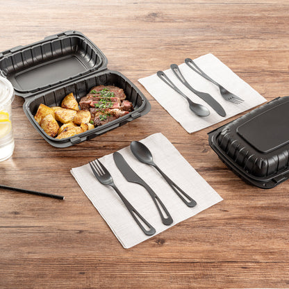 Basic Nature Black CPLA Plastic Cutlery Set - Heat-Resistant, Compostable - 7 1/2" - 290 count box