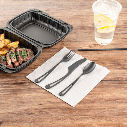 Basic Nature Black CPLA Plastic Cutlery Set - Heat-Resistant, Compostable - 7 1/2" - 290 count box