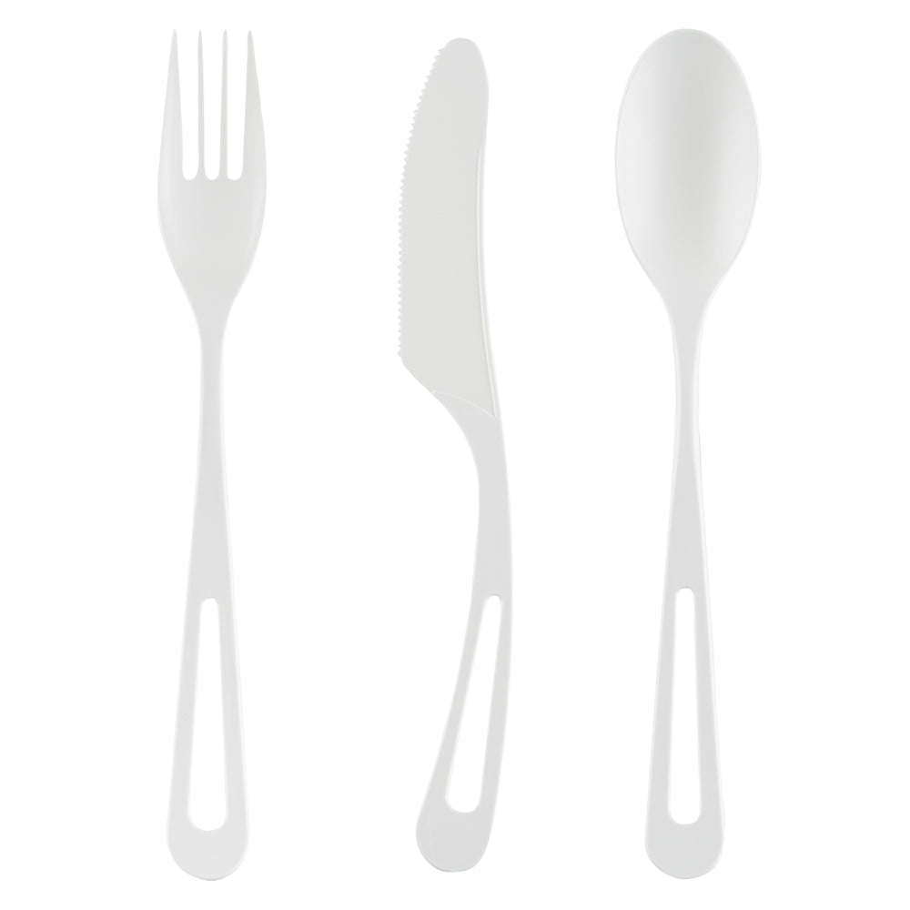 Basic Nature White CPLA Plastic Cutlery Set - Heat-Resistant, Compostable - 7 1/2" - 290 count box