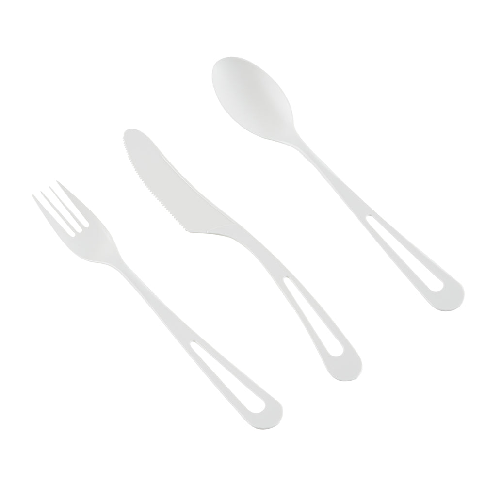 Basic Nature White CPLA Plastic Cutlery Set - Heat-Resistant, Compostable - 7 1/2" - 290 count box