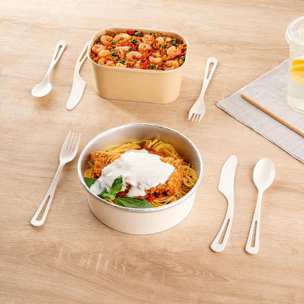 Basic Nature White CPLA Plastic Cutlery Set - Heat-Resistant, Compostable - 7 1/2" - 290 count box