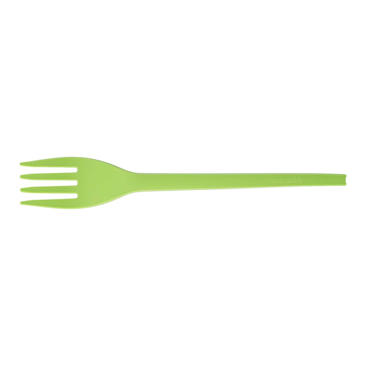 Basic Nature Green CPLA Plastic Fork - Compostable Wrapper, Heat-Resistant - 6 1/2" - 250 count box