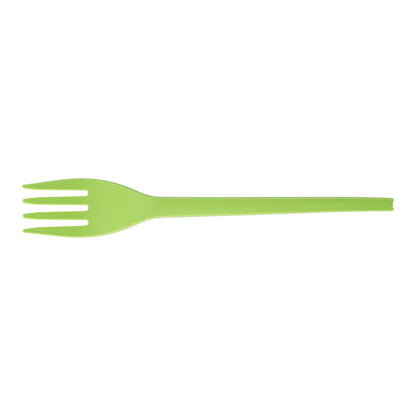 Basic Nature Green CPLA Plastic Fork - Compostable Wrapper, Heat-Resistant - 6 1/2" - 250 count box