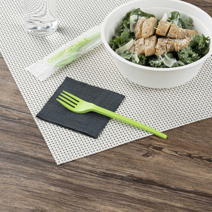 Basic Nature Green CPLA Plastic Fork - Compostable Wrapper, Heat-Resistant - 6 1/2" - 250 count box