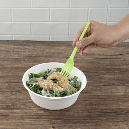 Basic Nature Green CPLA Plastic Fork - Compostable Wrapper, Heat-Resistant - 6 1/2" - 250 count box